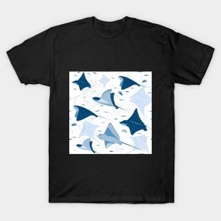 Flying stingrays on white T-Shirt